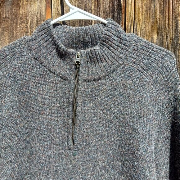 Abercrombie & Fitch Wool Sweater Men's Extra‎ Large Brown Mock 1/4 Zip Pullover - Picture 1 of 10
